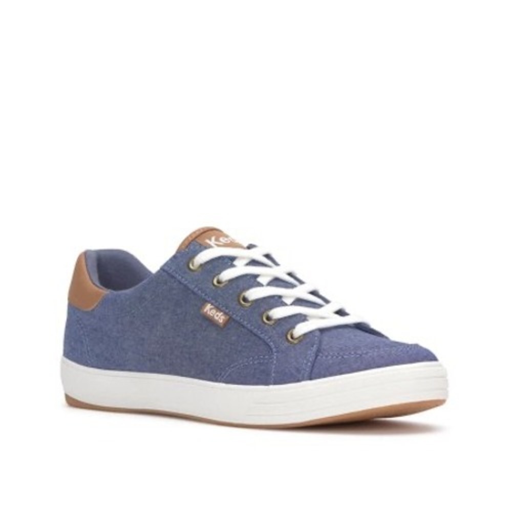 New Keds Center III Blue Chambray Lace Up Sneaker Casual Comfort Neutral - 8.5